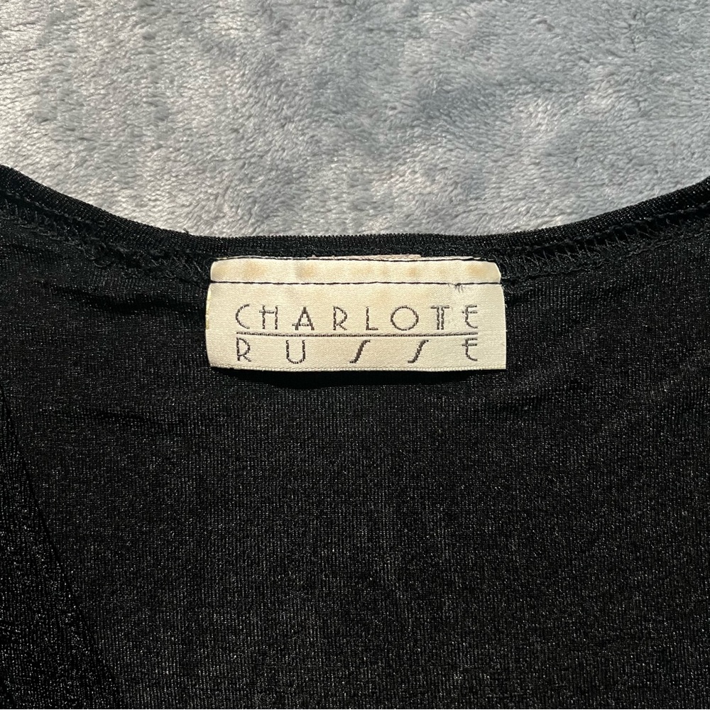 Charlotte Russe Black Tie-Front Top - Picture 3 of 6